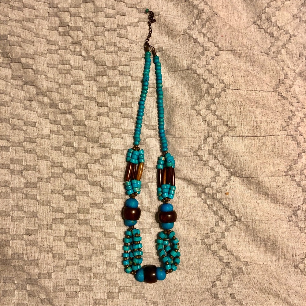 Mossimo for Target Turquoise Wood Bead Necklace